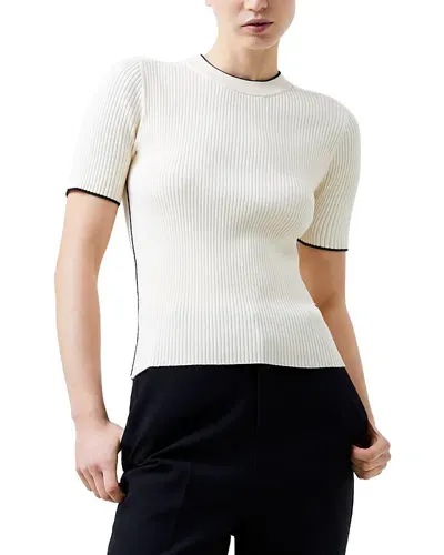 French Connection Mozza Short Sleeve Sweater In Classic Cream