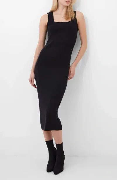 French Connection Mozza Sleeveless Rib Midi Sweater Dress In Black