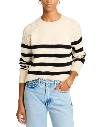 French Connection Quinley Stripe Sweater In Classic Cream