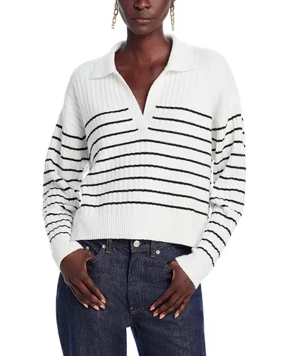 French Connection Vhari Collared Sweater In Winter White,black