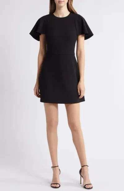 French Connection Whisper Flutter Sleeve Sheath Minidress In Black