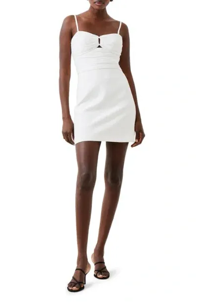 French Connection Whisper Ruched Tulle Minidress In White