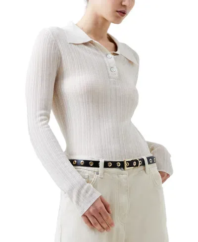 French Connection Women's Knit Polo Top In Beige