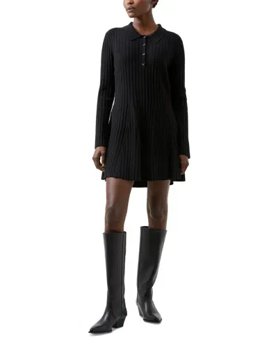 French Connection Women's Vhari Button-up Mini Sweater Dress In Black