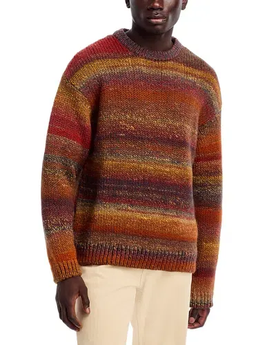 French Connection Ymc Striped Crewneck Sweater In Brown