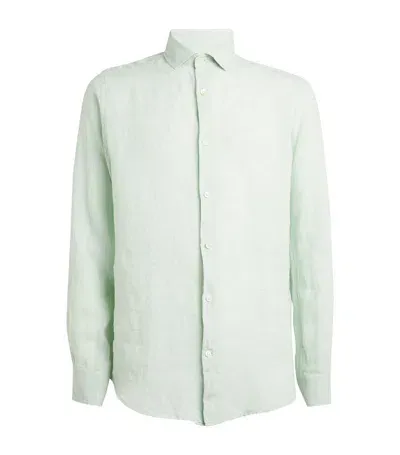 Frescobol Carioca Linen Antonio Shirt In Green