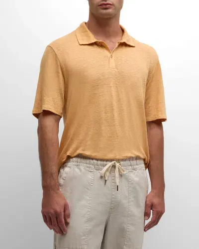 Frescobol Carioca Mello Linen Polo Shirt In Orange