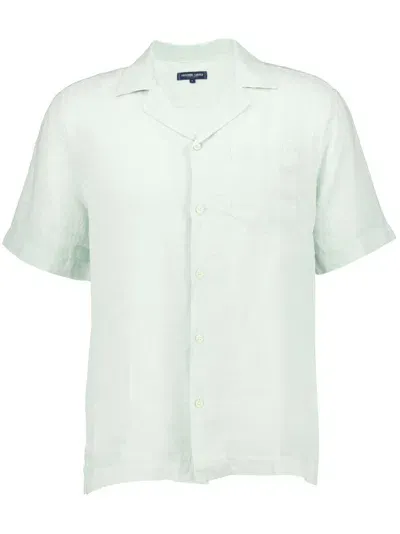 Frescobol Carioca Short-sleeve Linen Shirt In Green