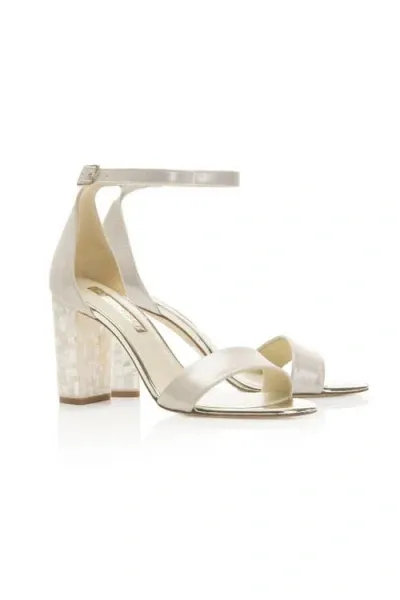 Freya Rose Martene Ankle Strap Pearl Heel In Champagne