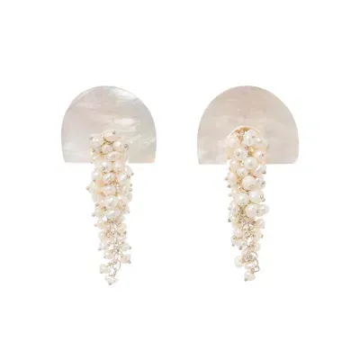 Freya Rose Hakuro Silver Midi Earrings In White