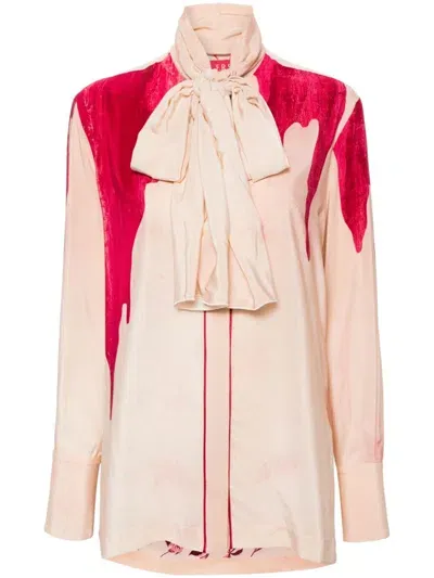 F.r.s . Printed Crepe De Chine Shirt In Pink