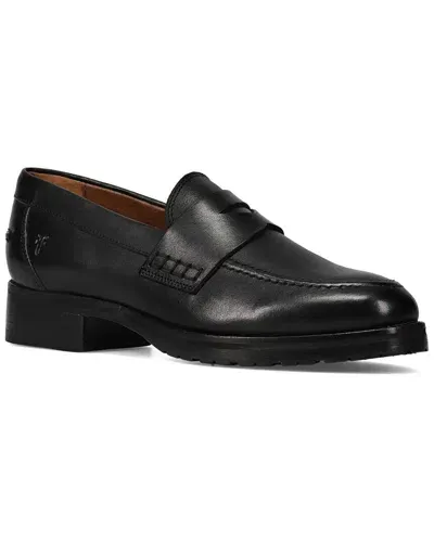 Frye Melissa Leather Lug-sole Penny Loafers In Black