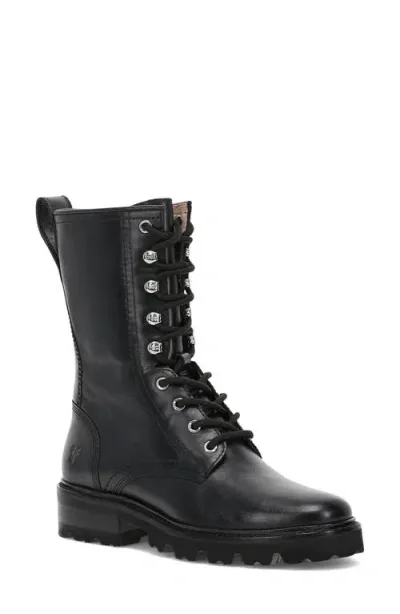 Frye Olivia Combat Boot In Black