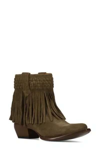 Frye Sacha Fringe Bootie In Moss