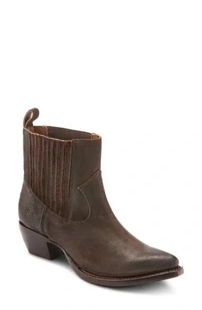 Frye Sacha Western Chelsea Boot In Chocolate - Waxed Velour Wp