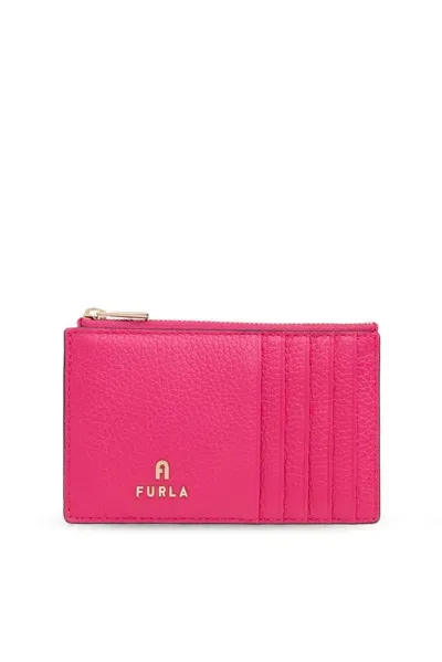 Furla Camelia Logo Plaque Zip In Pink