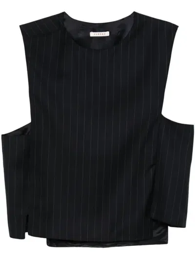 Fursac Striped Wool Waistcoat In Blue