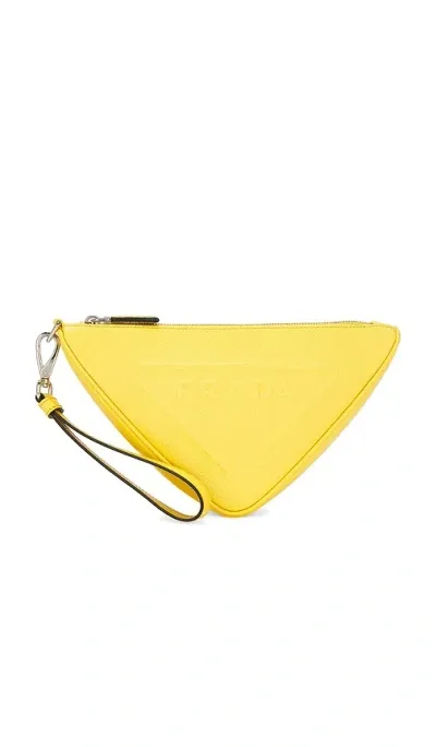 Fwrd Renew Prada Triangle Clutch Bag In Yellow