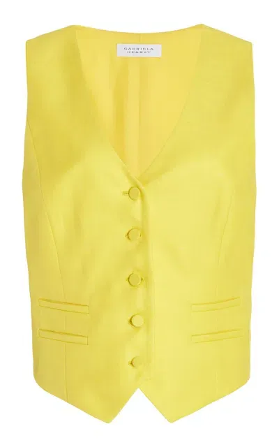 Gabriela Hearst Coleridge Wool Blend Twill Vest In Cadmium Yellow