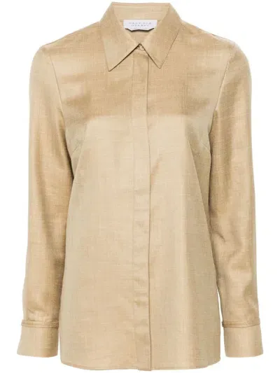 Gabriela Hearst Cruz Tailored Wool Blend Shirt In Brown