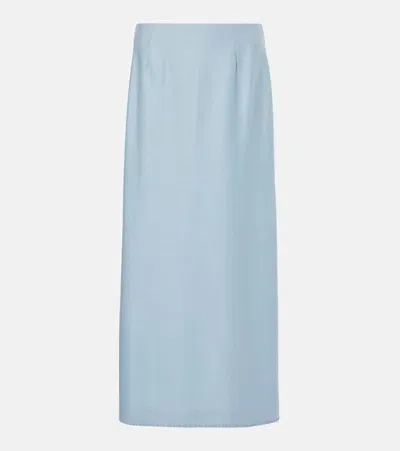 Gabriela Hearst Defina Silk And Wool Midi Skirt In Blue