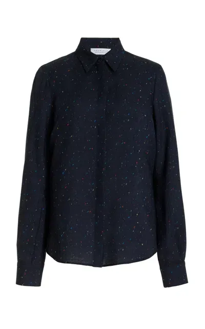 Gabriela Hearst Henri Blouse In Dark Navy Multi Printed Wool