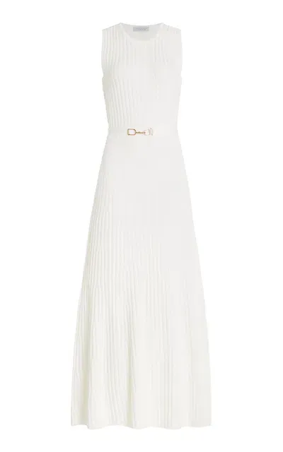 Gabriela Hearst Meier Belted Wool-cashmere Midi Dress In Ivory