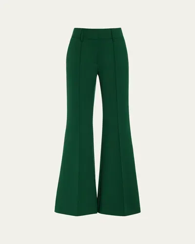 Gabriela Hearst Rhein Flared Wool Pants In Emerald Green