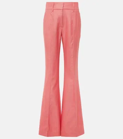 Gabriela Hearst Rhein High-rise Silk And Wool Flared Pants In Watermelon