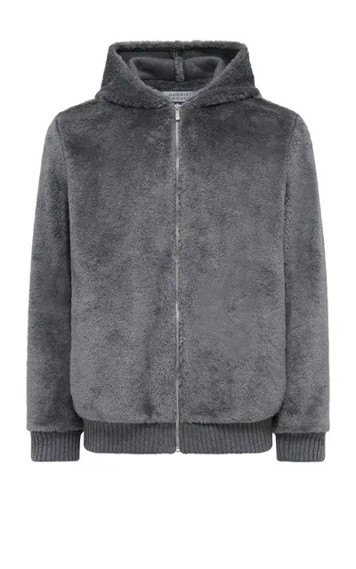 Gabriela Hearst Tom Hoody Jacket In Dark Grey Virgin Wool Silk Cashmere Fur