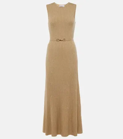 Gabriela Hearst Wool And Cashmere Midi Dress In Beige