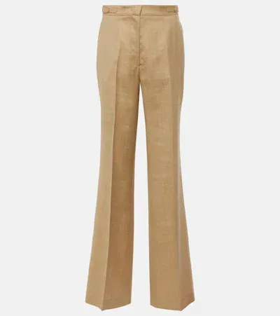 Gabriela Hearst Wool, Silk, And Linen Flared Pants In Beige