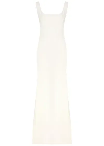 Galvan Fiorentina Compact Crepe Long Dress In White