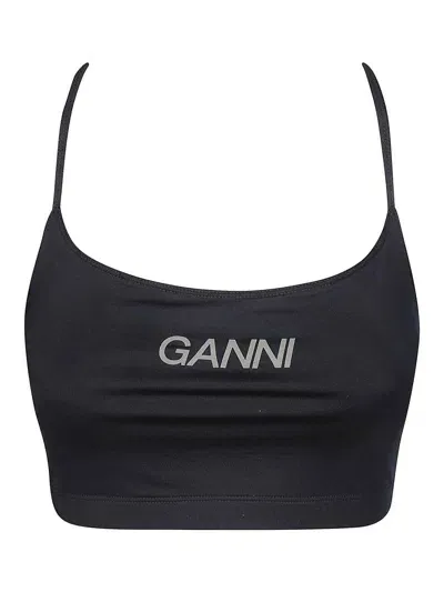 Ganni Active Strap Top In Blu