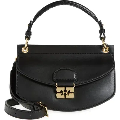 Ganni Apo-g Leather Crossbody Bag In Black