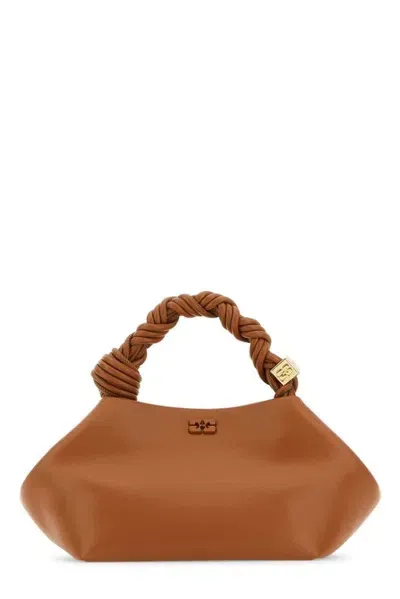 Ganni Bou Twisted Handle Small Shoulder Bag In Brown