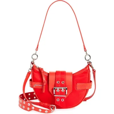 Ganni Bucky Small Nylon Crossbody Bag In Red