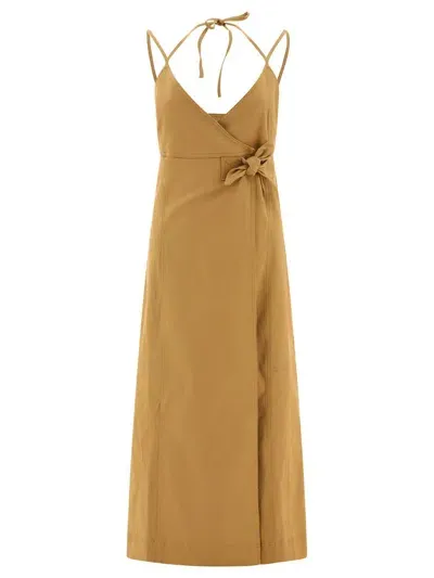 Ganni Canvas Strap Dress In Beige