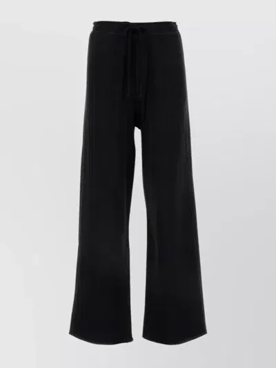 Ganni Cotton Joggers With Drawstring Waist And Wide Leg In Black