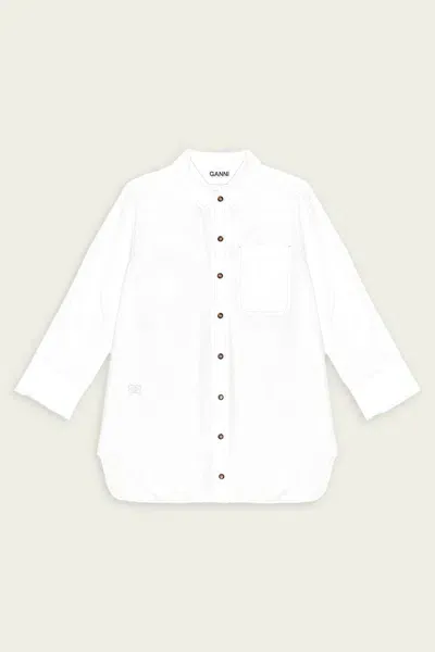 Ganni Cotton Poplin Oversized Shirt In Bright White