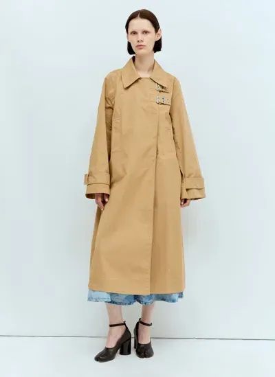 Ganni Cotton Twill Coat In Cream