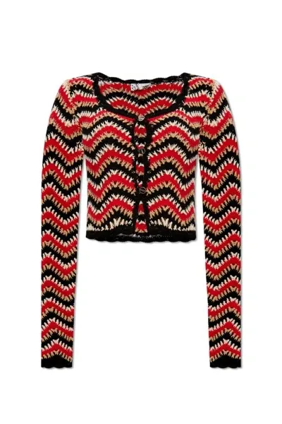 Ganni Cropped Cardigan In Multicolour