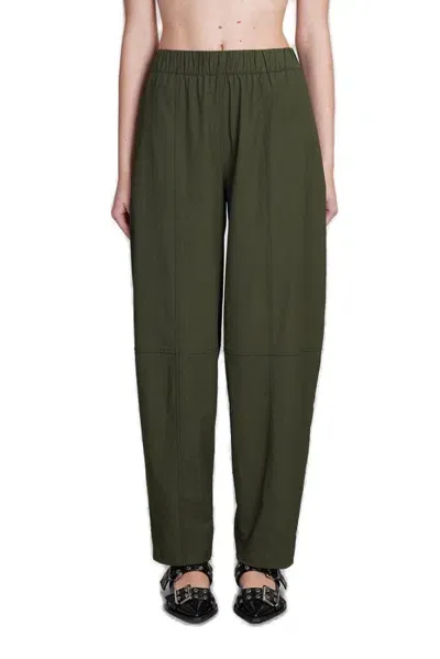 Ganni Elasticated Waist Balloon Trousers In Green