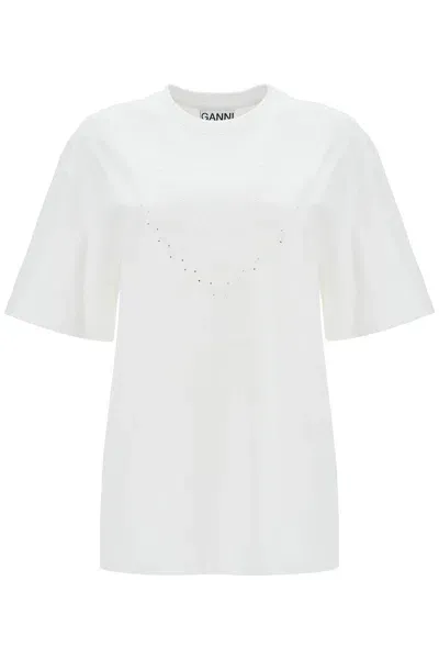 Ganni Embroidered Oversized T In White