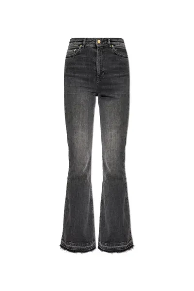 Ganni Flared Jeans In Washed Black