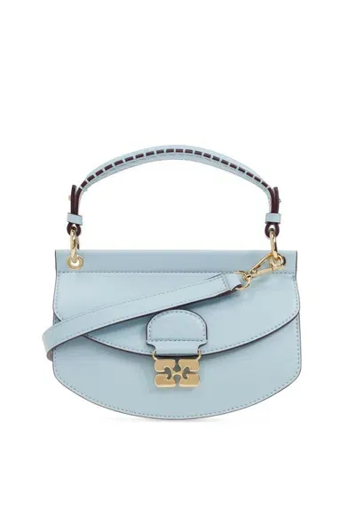 Ganni Handbag With Logo In Blue