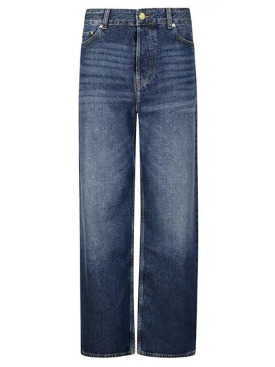 Ganni Izey Straight Leg Jeans In Blue