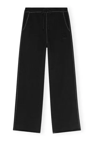 Ganni Light Isoli Wide Leg Trousers In Black