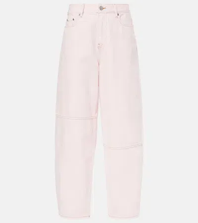 Ganni Mid-rise Barrel-leg Jeans In Chalk Pink