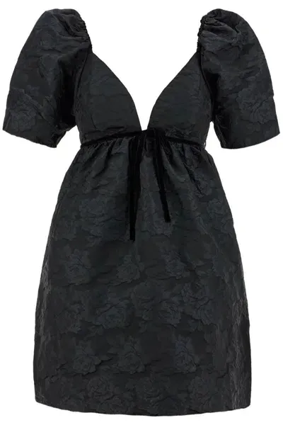 Ganni Mini Jacquard Dress In In Black